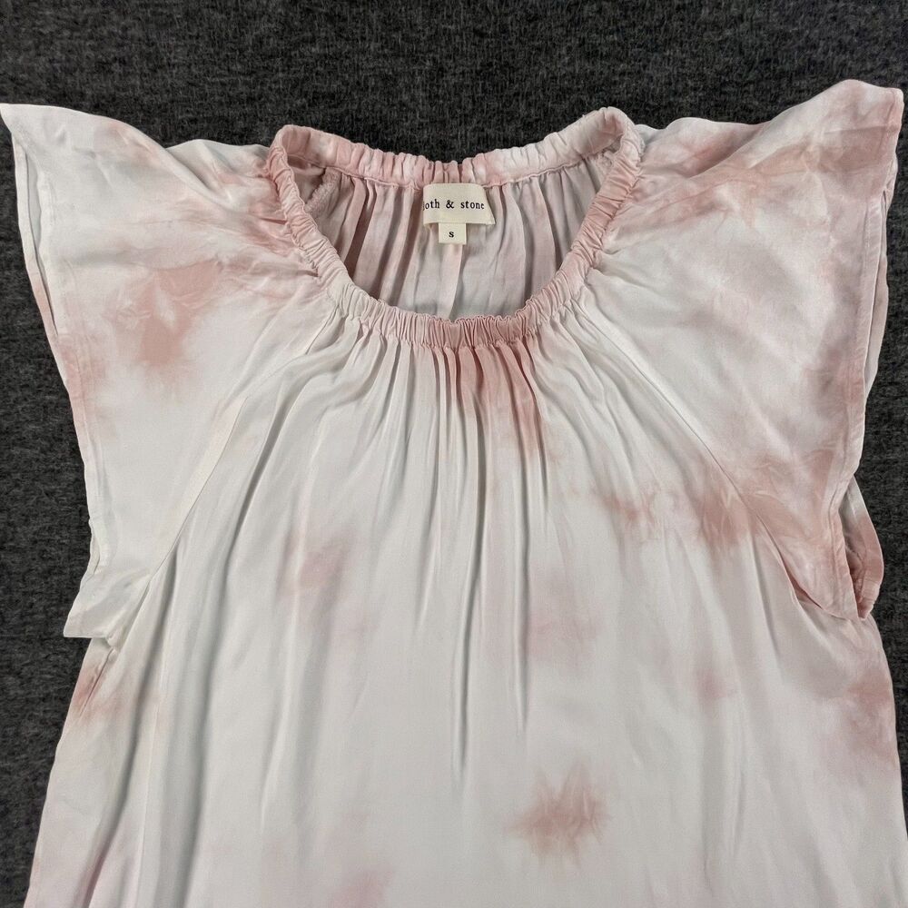 Cloth & Stone Banded Luxe Dye Top Small Pink Tie Dye Flutter Sleeve Blouse Boho - Picture 3 of 10